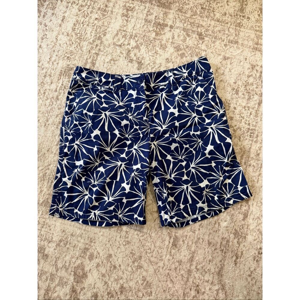 Tommy Bahama Women's Geo Flat Front Ellery Fit Chino Shorts Blue White Size 10